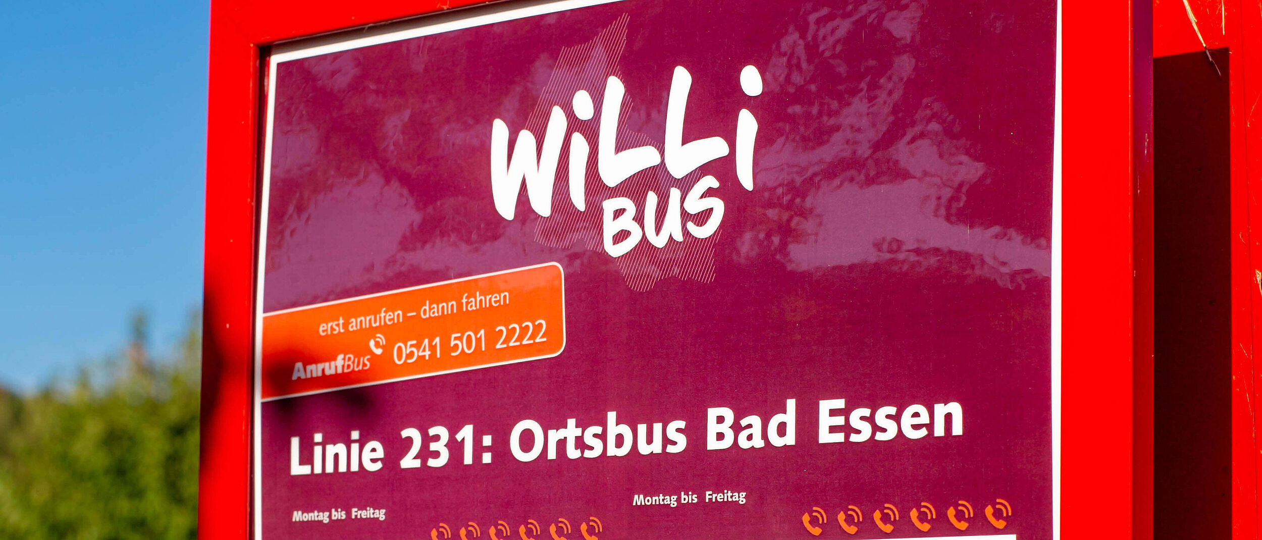 WiLLi Bus Information auf Bushaltestellenschild